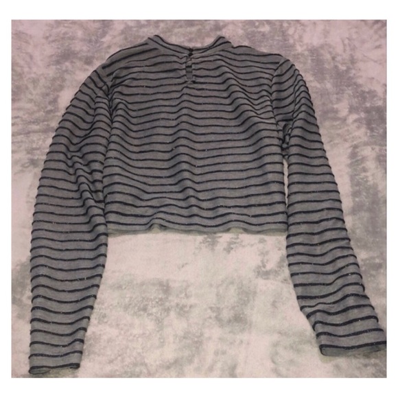 Wild Fable Mock Neck Crop Top w/ Glitter Stripes - Picture 2 of 3